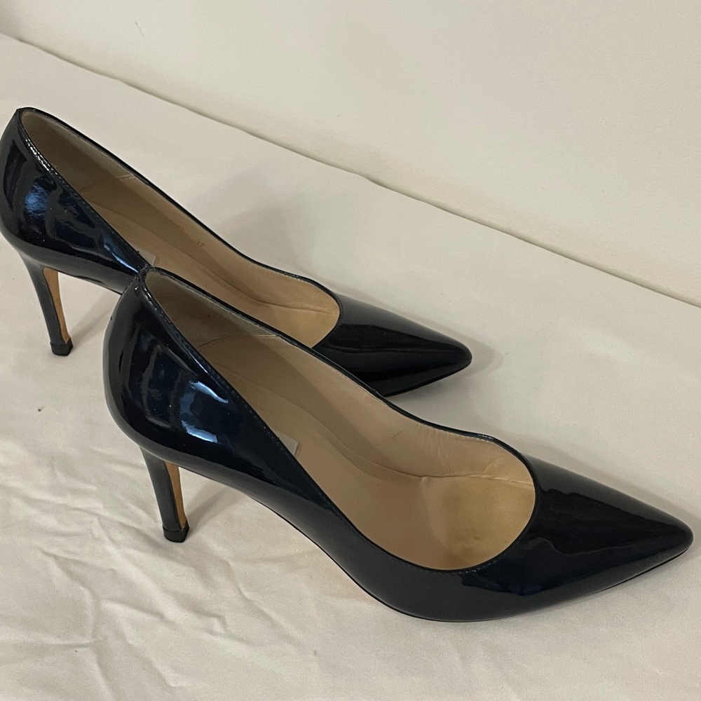 LK Bennett Floret Blue Patent Leather Pump -  size 6.5 (37)